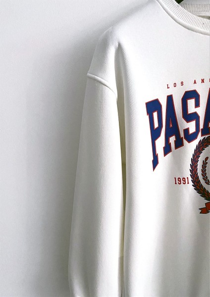 Erkek Beyaz "pasadena" 3 Iplik Şardonlu Pamuklu Oversize Sweatshirt modelleri