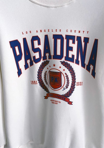 Erkek Beyaz "pasadena" 3 Iplik Şardonlu Pamuklu Oversize Sweatshirt fırsatları