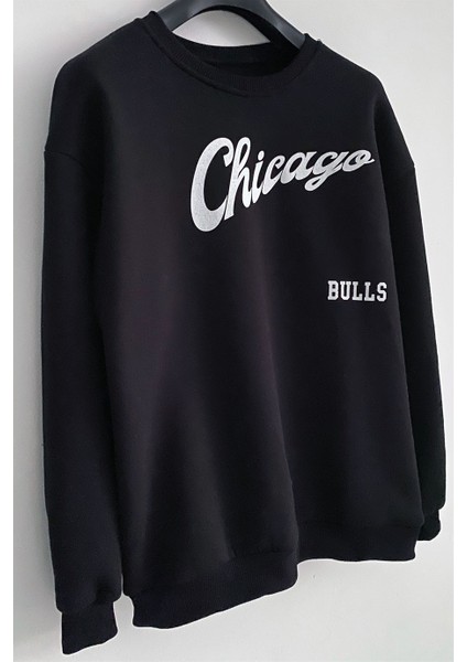 Erkek Siyah 3 Iplik Şardonlu Pamuklu Oversize Sweatshirt modelleri