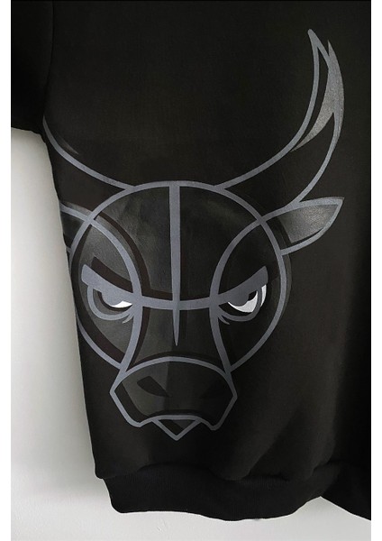 Erkek Siyah 3 Iplik Şardonlu Pamuklu Oversize Sweatshirt indirimleri