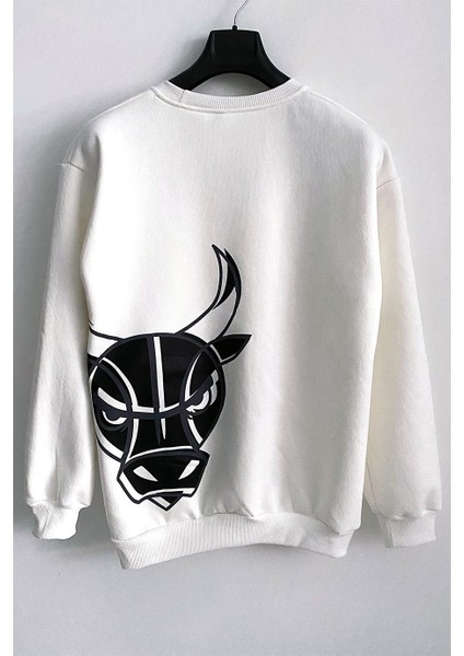 Erkek Beyaz 3 Iplik Şardonlu Pamuklu Oversize Sweatshirt fiyatları