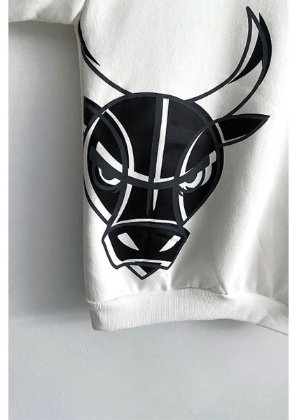 Erkek Beyaz 3 Iplik Şardonlu Pamuklu Oversize Sweatshirt fırsatları