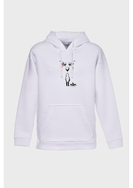 Pennywise Minimal Baskili Kapüşonlu Üç Iplik Sweatshirt Oversize Hoodie