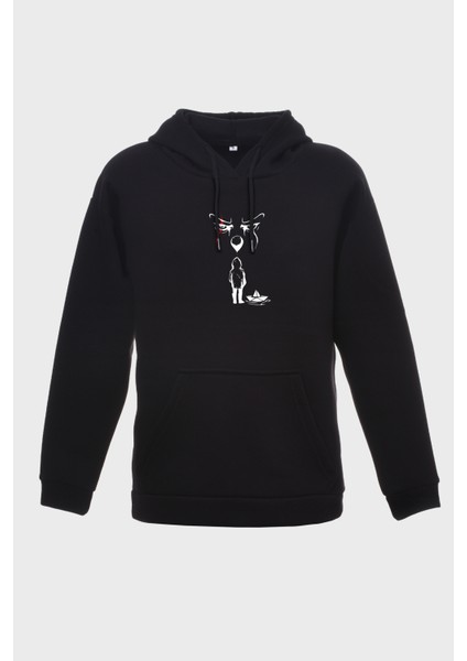 Pennywise Minimal Baskili Kapüşonlu Üç Iplik Sweatshirt Oversize Hoodie