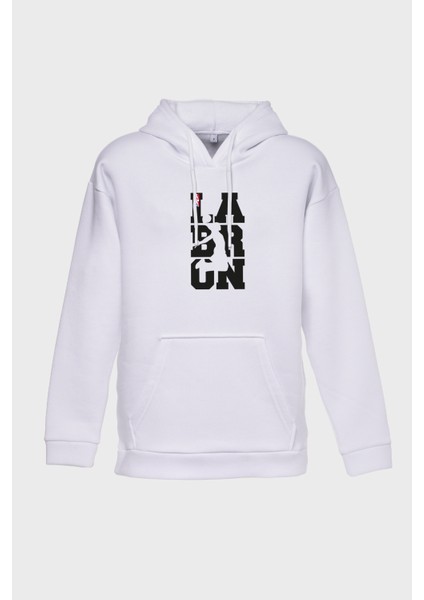 Basketbol 1 Minimal Baskili Kapüşonlu Üç Iplik Sweatshirt Oversize Hoodie