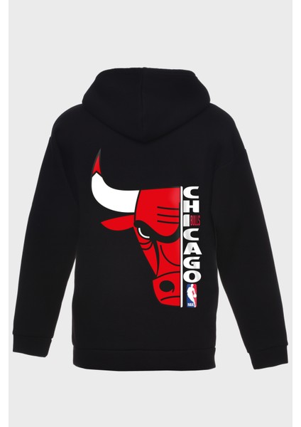 Basketbol 3 Sirt Baskili Kapüşonlu Üç Iplik Sweatshirt Oversize Hoodie