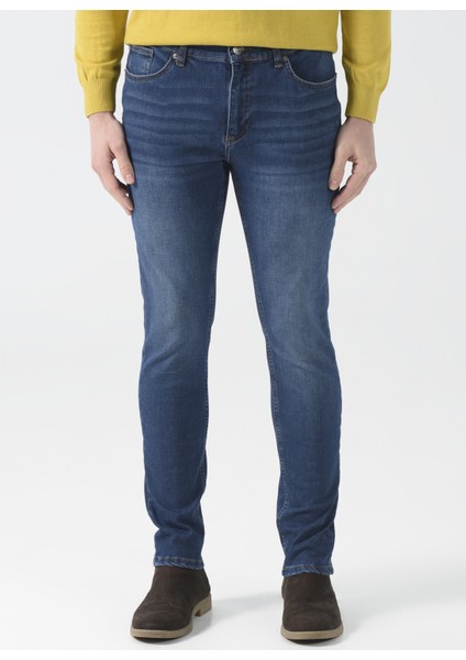Düşük Bel Dar Paça Skinny Fit İndigo Erkek Denim Pantolon FAB 11 modelleri