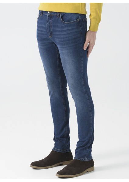 Düşük Bel Dar Paça Skinny Fit İndigo Erkek Denim Pantolon FAB 11 fırsatları