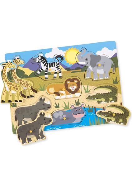 Melissa Doug Ahşap Tutmalı Yapboz - Safari (Yeni)