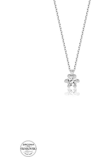 Swarovski Zirconia Baget Pırlanta Montür 925 Ayar Gümüş Kolye