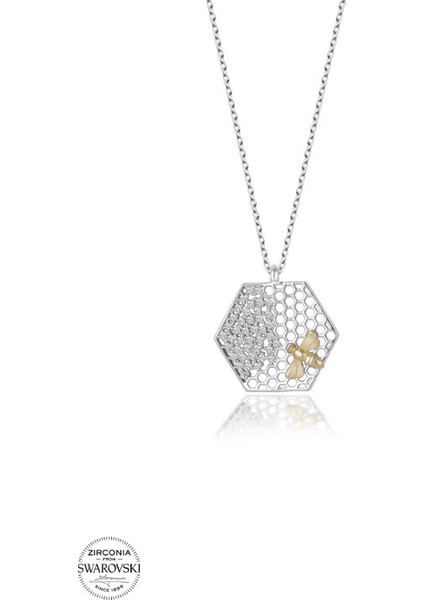 Swarovski Zirconia Arı 925 Ayar Gümüş Kolye