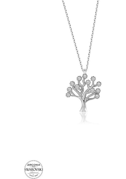 Swarovski Zirconia Yaşam Ağaçı 925 Ayar Gümüş Kolye