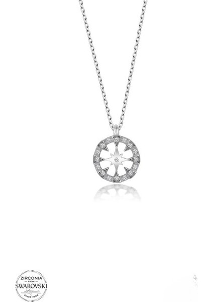 Swarovski Zirconia Kutup Yıldızı 925 Ayar Gümüş Kolye