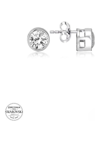 Swarovski Zirconia Pırlanta Montür Tek Taş 925 Ayar Gümüş Küpe