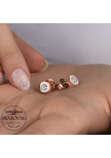 Swarovski Zirconia Pırlanta Montür Tek Taş 925 Ayar Gümüş Küpe