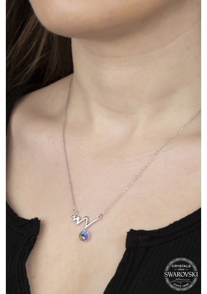 Swarovski Zirconia Kalp Ritmi 925 Ayar Gümüş Kolye