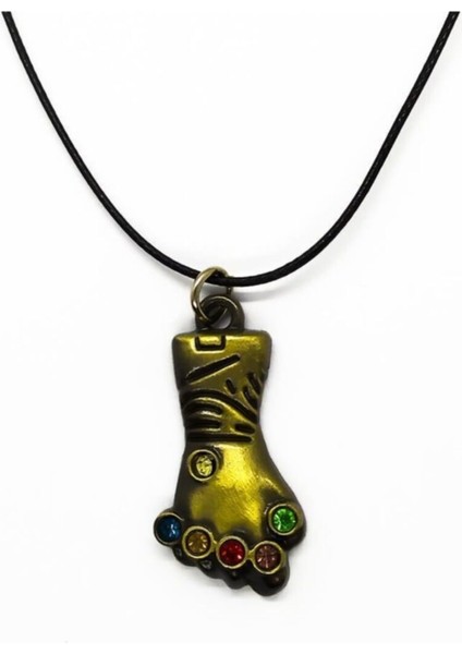 Thanos Marvel Avengers Yenilmezler Eldiven Deri Ipli Metal Kolye