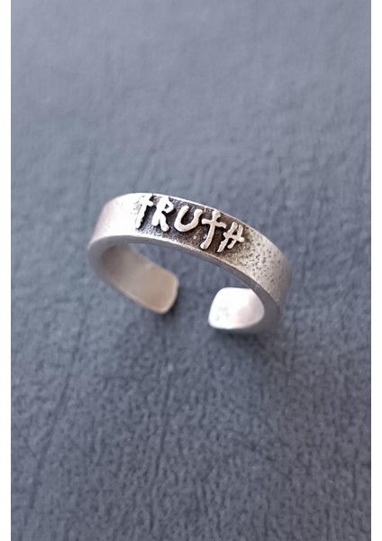 Truth (Gerçek) Johnny Depp Yüzüğü Şekilli Erkek Yüzük Gümüş Kaplama Ayarlanabilir El Yapımı Erkek Yüzük