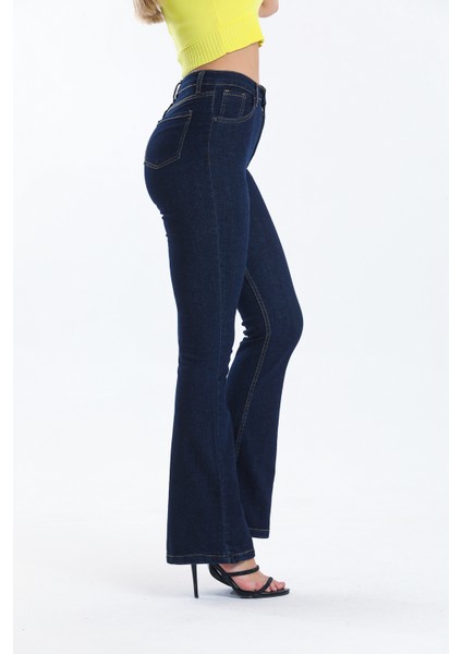 Lacivert Ispanyol Paça Kot Pantolon Flare Jean modelleri