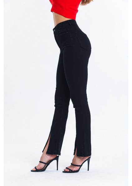 Siyah Ispanyol Paça Yırtık Kot Pantolon Flare Jean modelleri