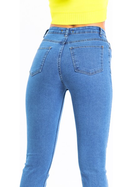 Mavi Ispanyol Paça Yırtık Kot Pantolon Flare Jean fırsatları
