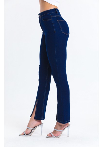 Lacivert Ispanyol Paça Yırtık Kot Pantolon Flare Jean fiyatları
