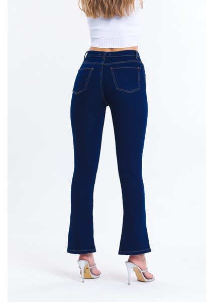 Lacivert Ispanyol Paça Yırtık Kot Pantolon Flare Jean modelleri