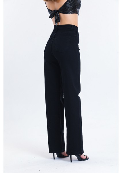 Siyah Bol Paça Salaş Kot Pantolon Flare Jean modelleri