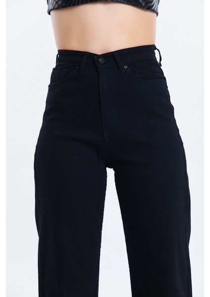 Siyah Bol Paça Salaş Kot Pantolon Flare Jean fırsatları