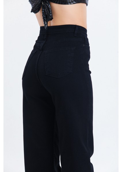 Siyah Bol Paça Salaş Kot Pantolon Flare Jean indirimleri