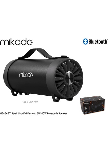 MD-54BT Usb+Fm Destekli 3W+10W Bluetooth Speaker, Siyah/mavi