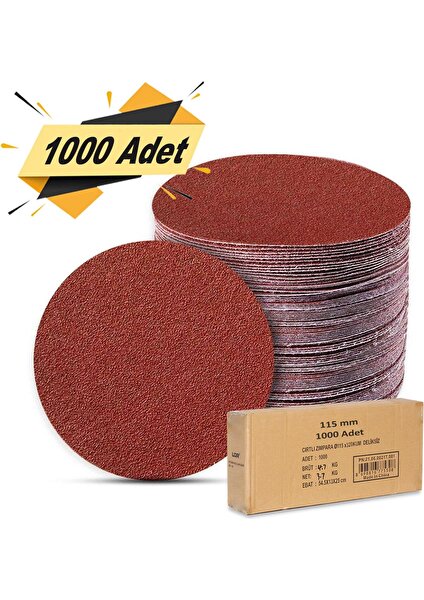 1000 Adet Cırt Zımpara 115 mm Spiral Avuç Taşlama Jumbo Paket 180 Kum