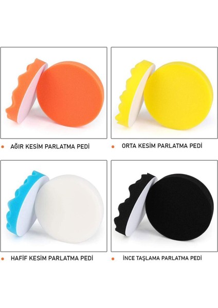 Rodex Pasta Cila Polisaj Süngeri Pedi Seti 115 mm Otomotiv Parlatıcı Metal Parlatma Seti (13 Parça) indirimleri