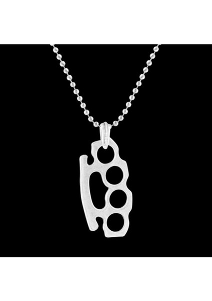 Gri Muşta Top Zincir Paslanmaz Metal 50 cm Hediyelik Takı Kolye