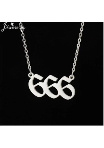 666 Melek Sayısı Gümüş Renk Kolye Aksesuar Şık Takı Kolye Süs