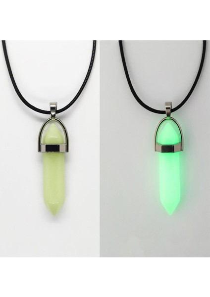 Fosforlu Neon Deri Ipli Yeşil Çivi Kolye Karanlıkta Rengi Değişir