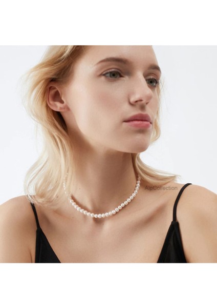 Beyaz Plastik Inci Görünümlü 40 cm Choker Kolye Takı Aksesuar fiyatları