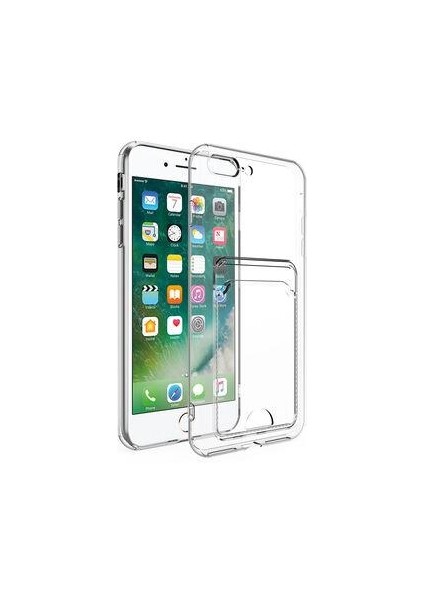 Apple iPhone 8 Plus Kılıf Kartlıklı Şeffaf Setra Clear Silikon Kapak