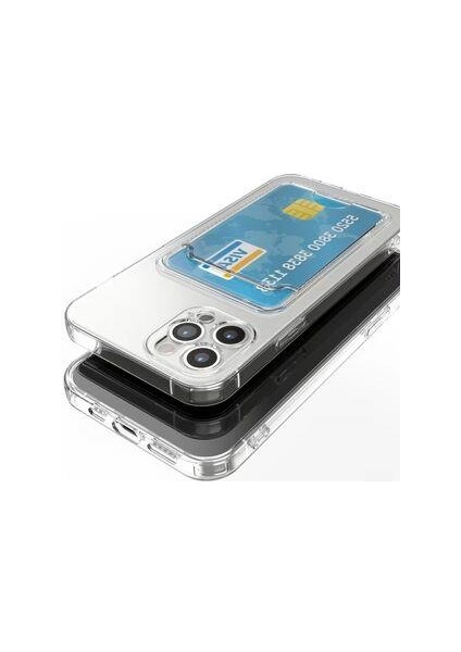 Apple iPhone 13 Pro Kılıf Kartlıklı Şeffaf Setra Clear Silikon Kapak