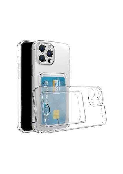 Apple iPhone 13 Pro Kılıf Kartlıklı Şeffaf Setra Clear Silikon Kapak