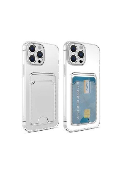 Apple iPhone 13 Pro Kılıf Kartlıklı Şeffaf Setra Clear Silikon Kapak