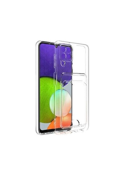 Samsung Galaxy A12 Kılıf Kartlıklı Şeffaf Setra Clear Silikon Kapak