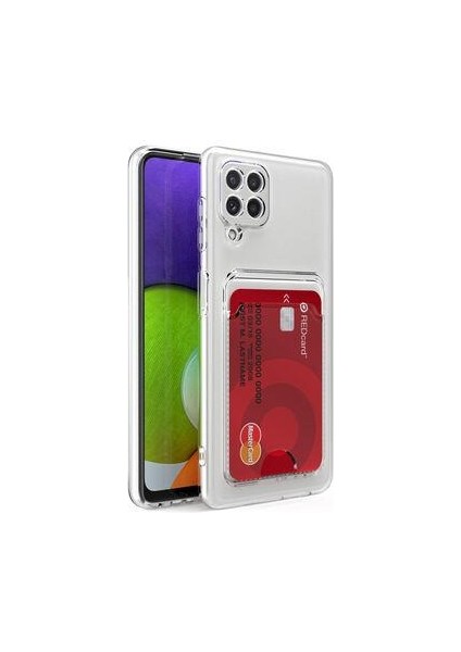 Samsung Galaxy M22 Kılıf Kartlıklı Şeffaf Setra Clear Silikon Kapak