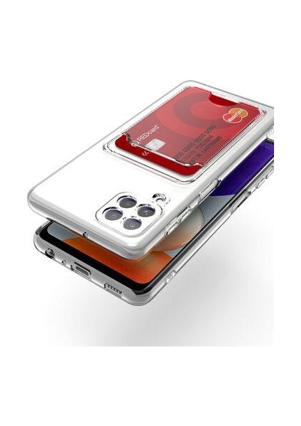 Samsung Galaxy M22 Kılıf Kartlıklı Şeffaf Setra Clear Silikon Kapak