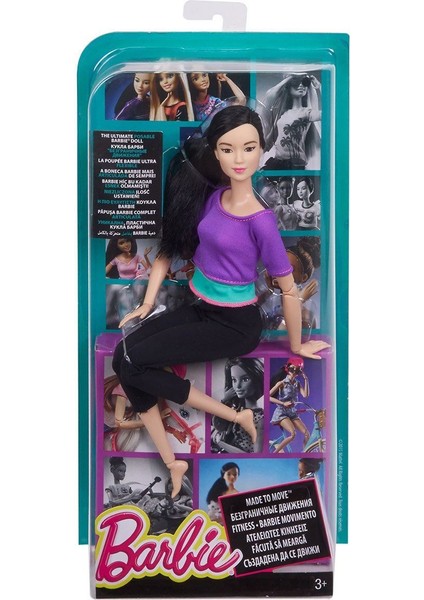 DHL84 Barbie® Sonsuz Hareket Bebeği, Siyah Saçlı- Siyah Taytlı