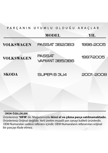 Alpha Auto Part Volkswagen Passat, Skoda Süper B Için Ön Kapı Iç Açma Teli