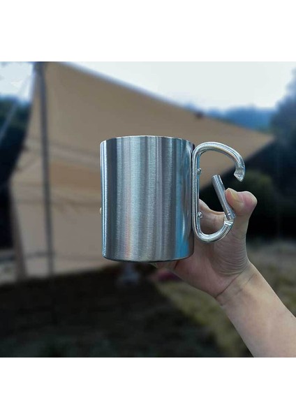 Açık Piknik Kamp Çay Fincanı Kahve Fincanı Paslanmaz Çelik Çift Katmanlı Dağlık Bardak (1 Set 2 Adet Gönder)