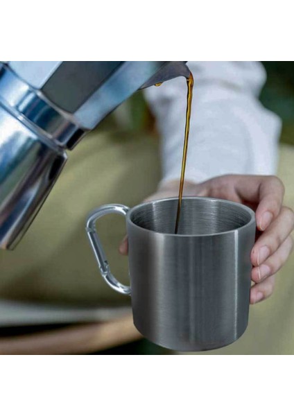 Açık Piknik Kamp Çay Fincanı Kahve Fincanı Paslanmaz Çelik Çift Katmanlı Dağlık Bardak (1 Set 2 Adet Gönder)