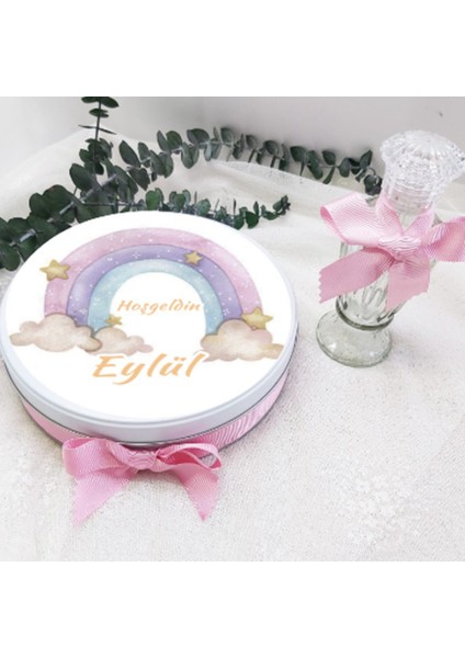 Morlu Gökkuşağı Baskılı Kız Bebek Çikolatası