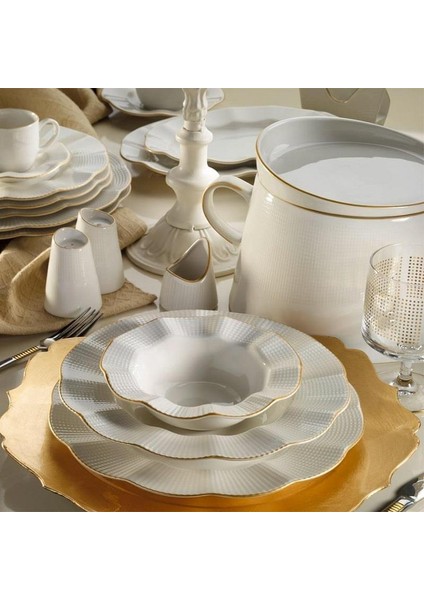 Milenda 83 Prç Mat File Yaldızlı Krem Yemek Tkm